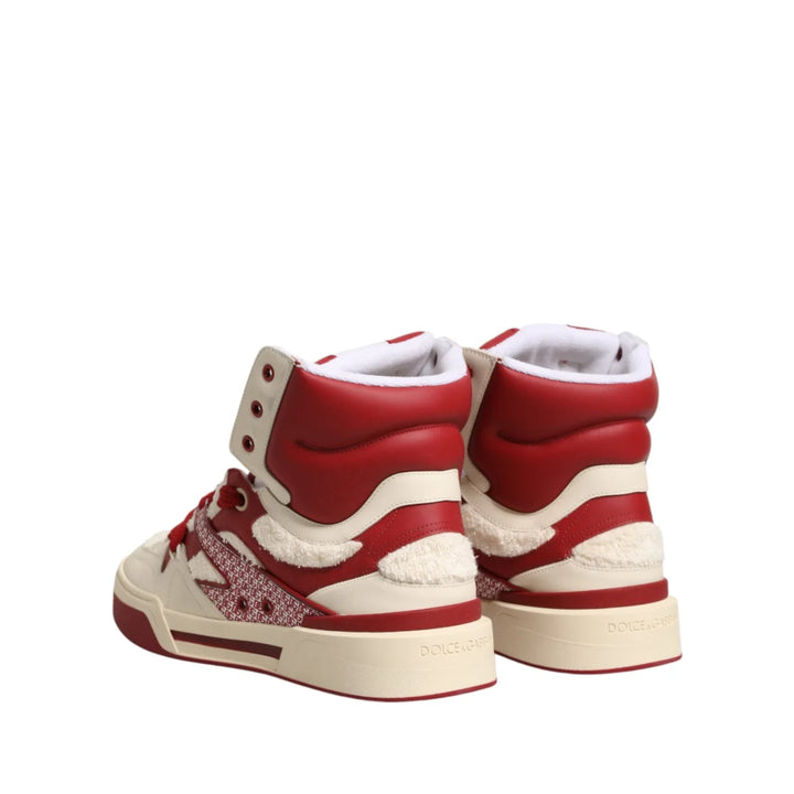 Dolce & Gabbana White Red Custom 2.Zero High Top Men Sneakers Shoes