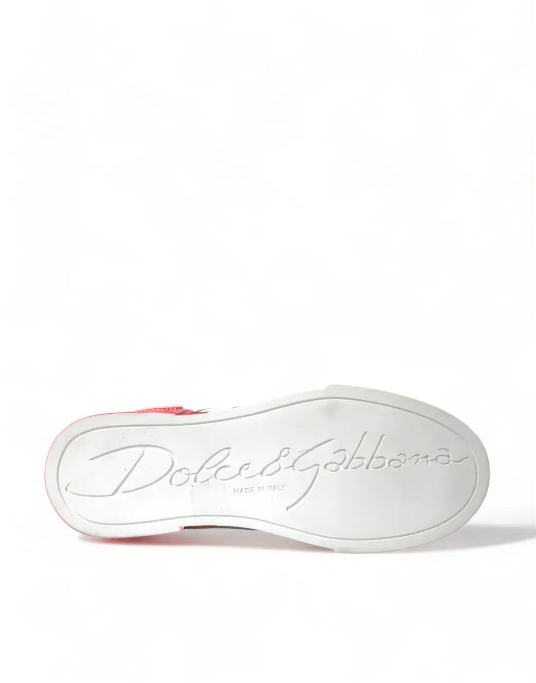 Dolce &amp; Gabbana White Red Lace Up Womens Low Top Sneakers Shoes