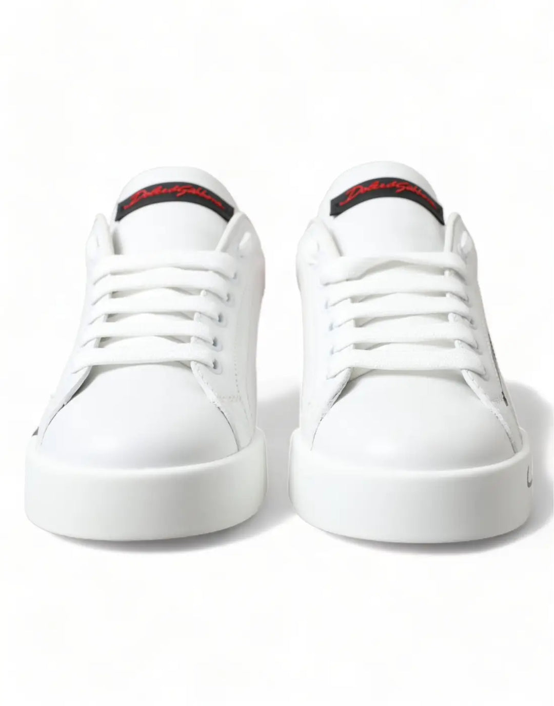 Dolce &amp; Gabbana White Red Lace Up Womens Low Top Sneakers Shoes