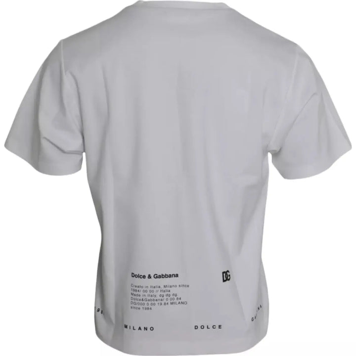 Dolce &amp; Gabbana White Red Lips Print Cotton Men T-shirt