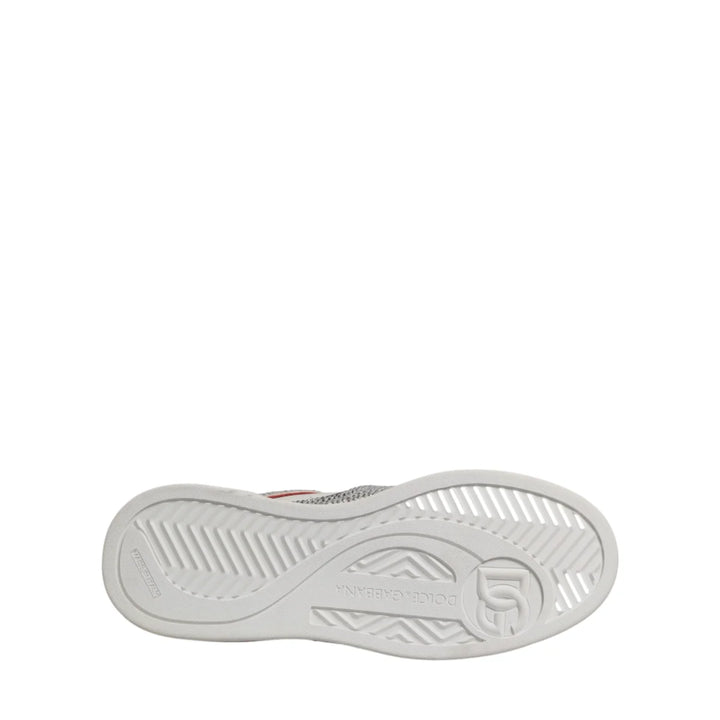 Dolce & Gabbana White Red Rhinestone Embellished Men Sneakers Shoes