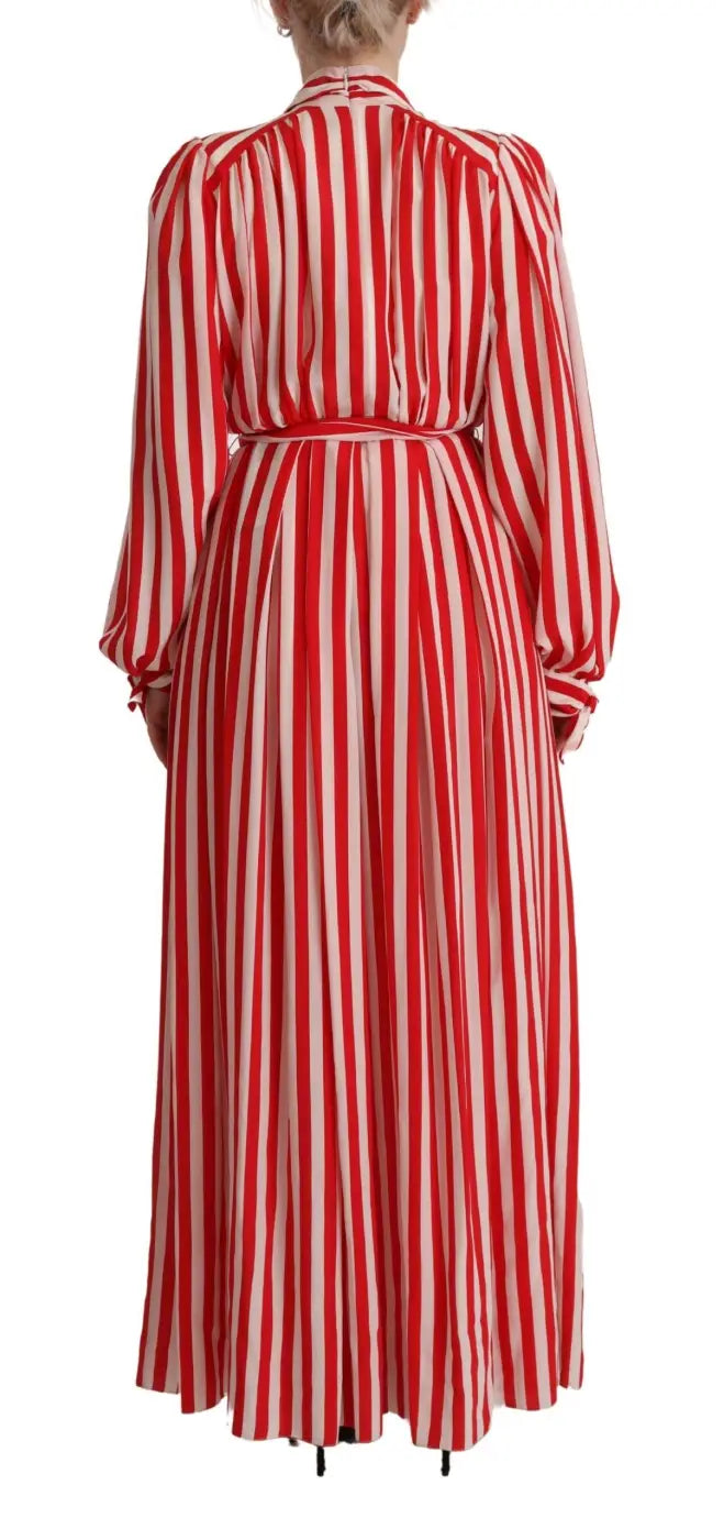 Dolce &amp; Gabbana White Red Silk A-Line Shift Gown Dress
