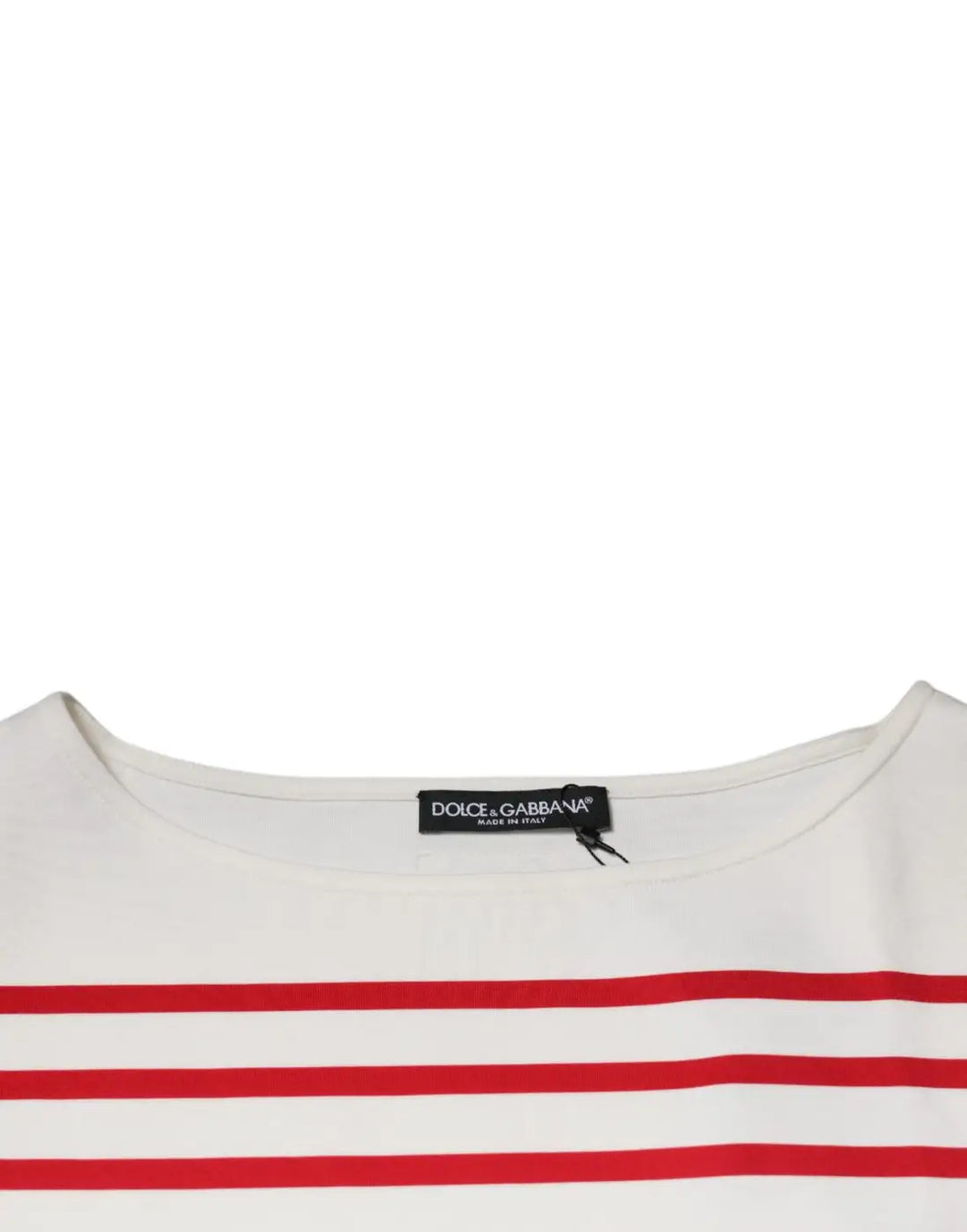 Dolce &amp; Gabbana White Red Stripes Cotton Long Sleeves Top