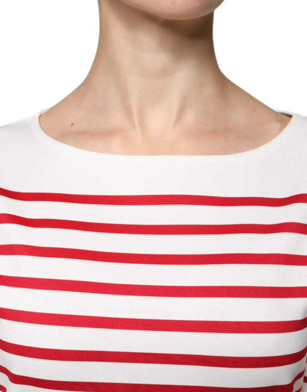 Dolce &amp; Gabbana White Red Stripes Cotton Long Sleeves Top