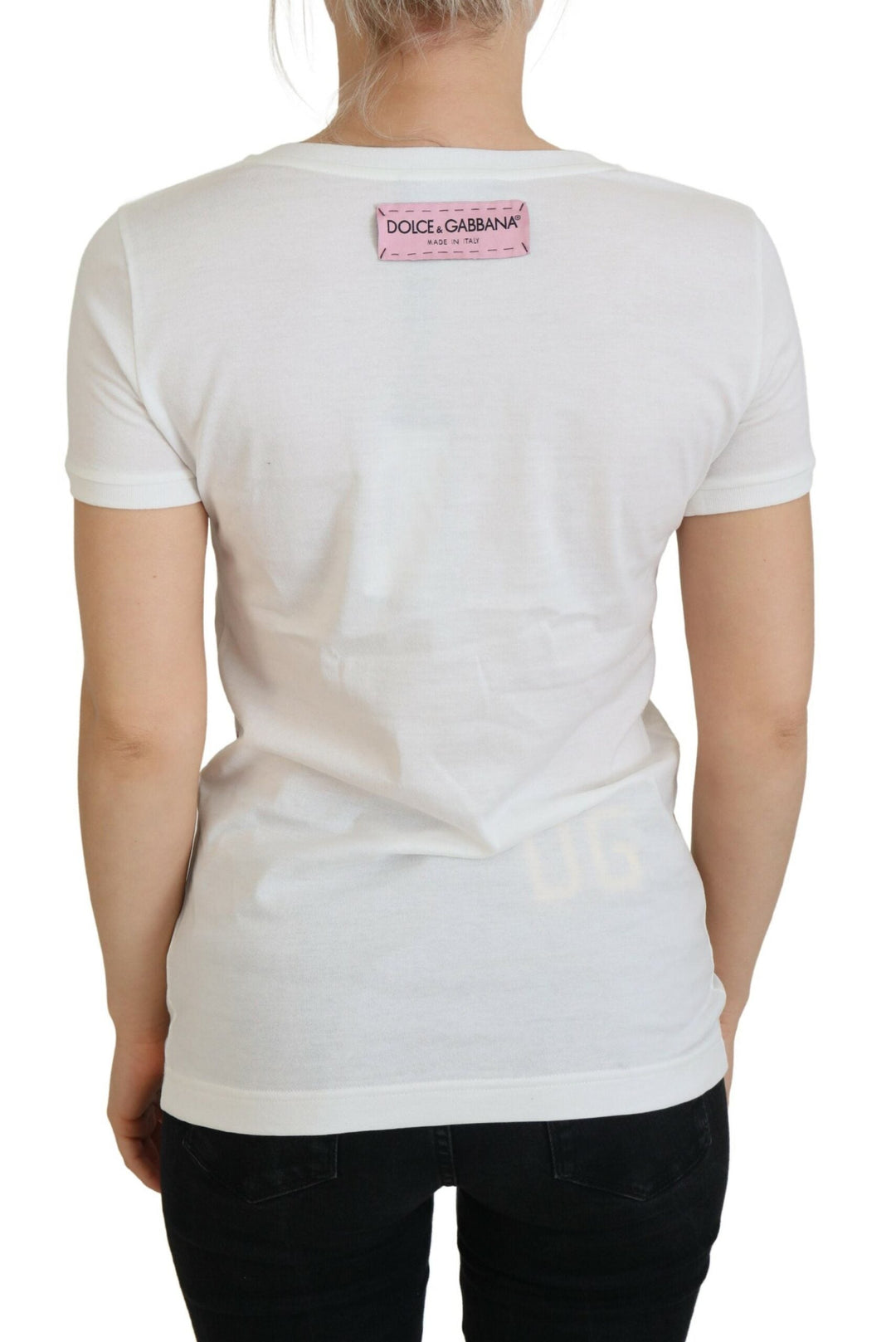 Dolce &amp; Gabbana - White Rose DGLogo Printed Short Sleeves Top
