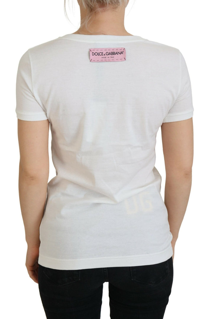 Dolce &amp; Gabbana - White Rose DGLogo Printed Short Sleeves Top