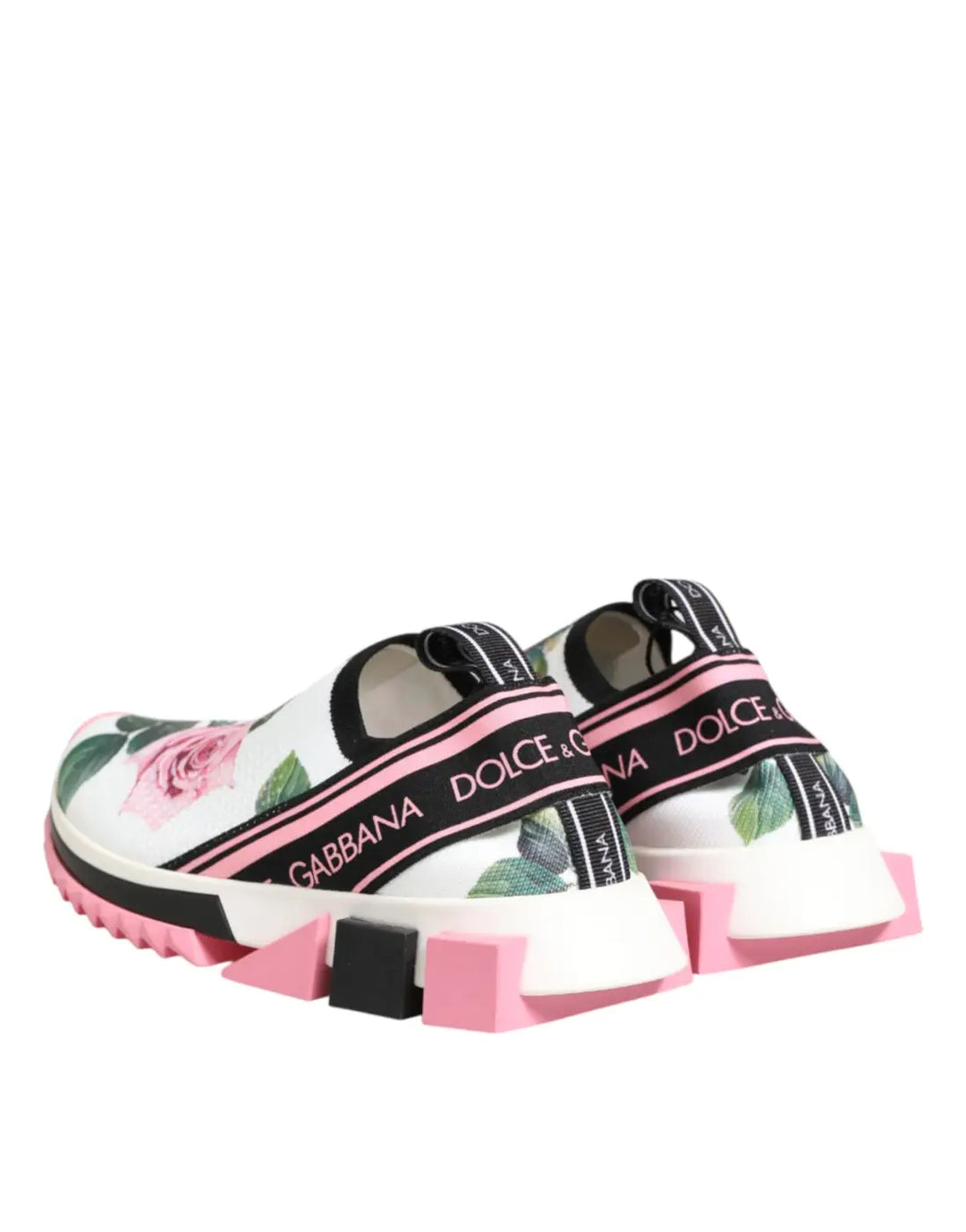 Dolce &amp; Gabbana White Rose Print Sorrento Sneakers Shoes