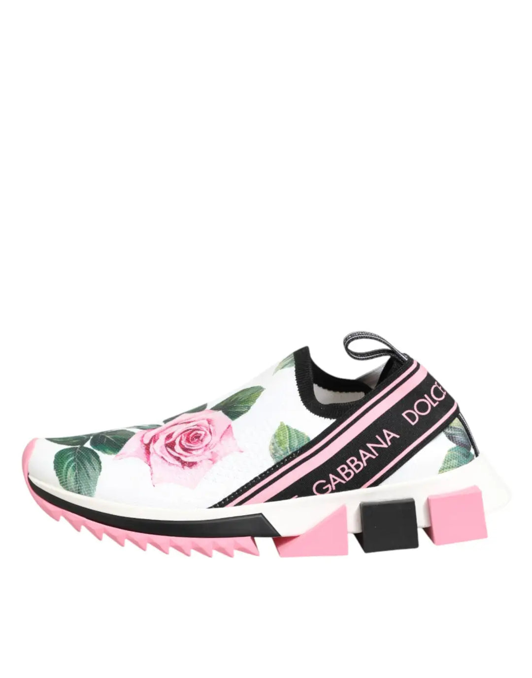 Dolce &amp; Gabbana White Rose Print Sorrento Sneakers Shoes