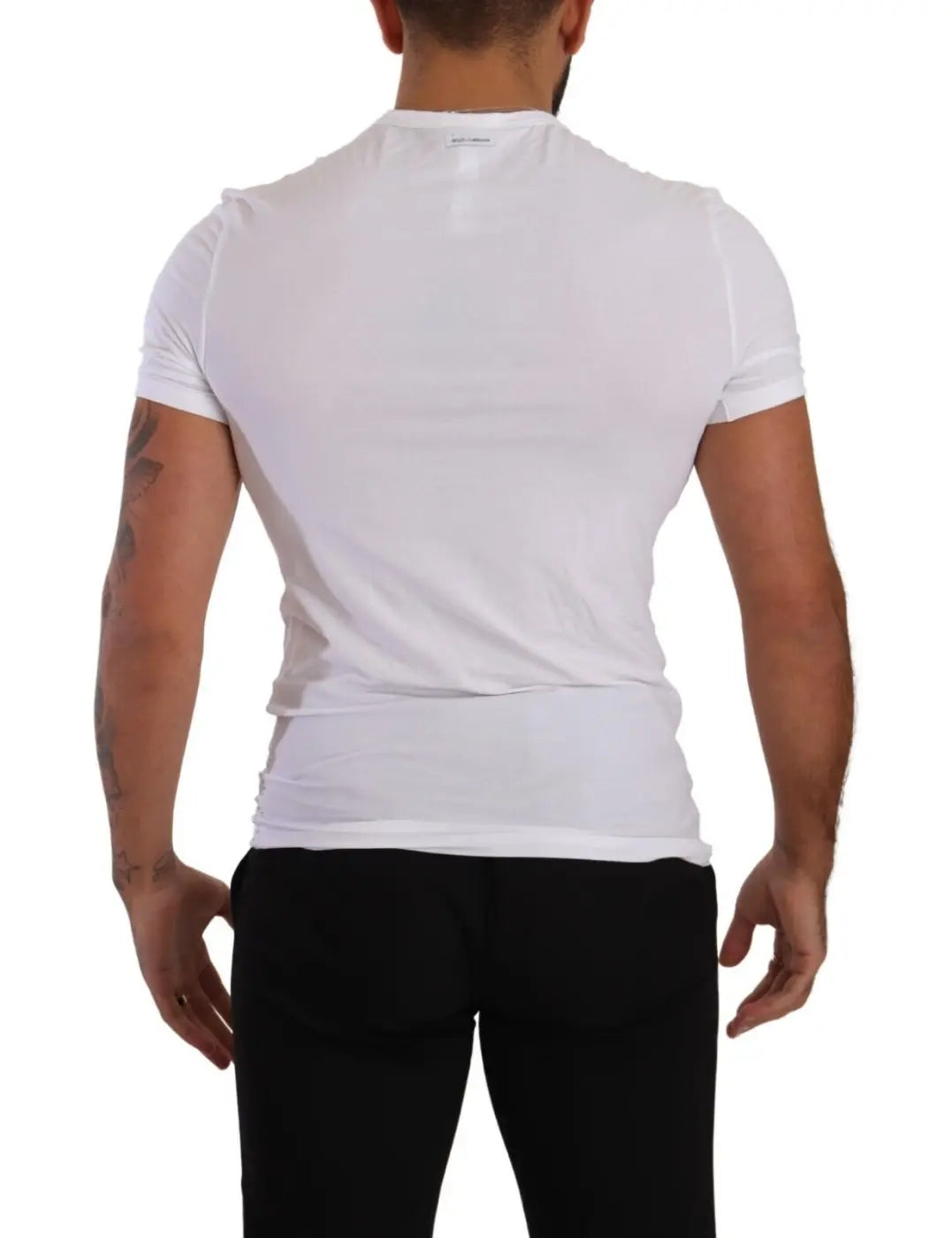 Dolce &amp; Gabbana White Round Neck Cotton Stretch T-shirt Underwear