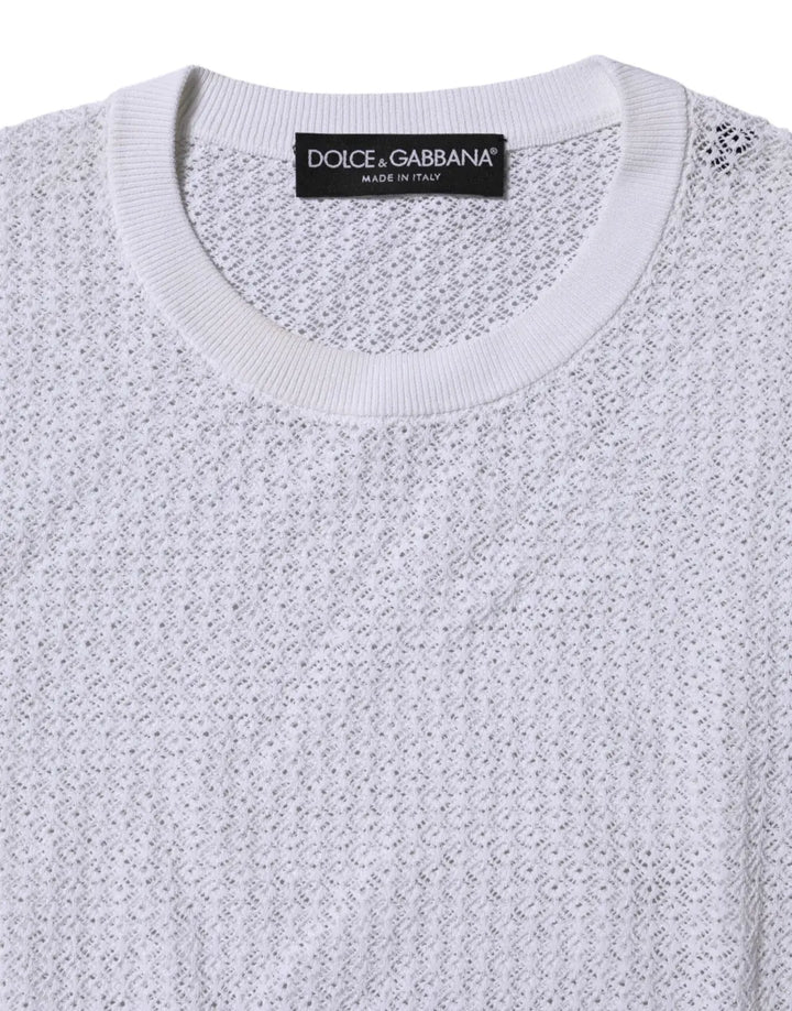 Dolce &amp; Gabbana White Round Neck Long Sleeves Pullover Top