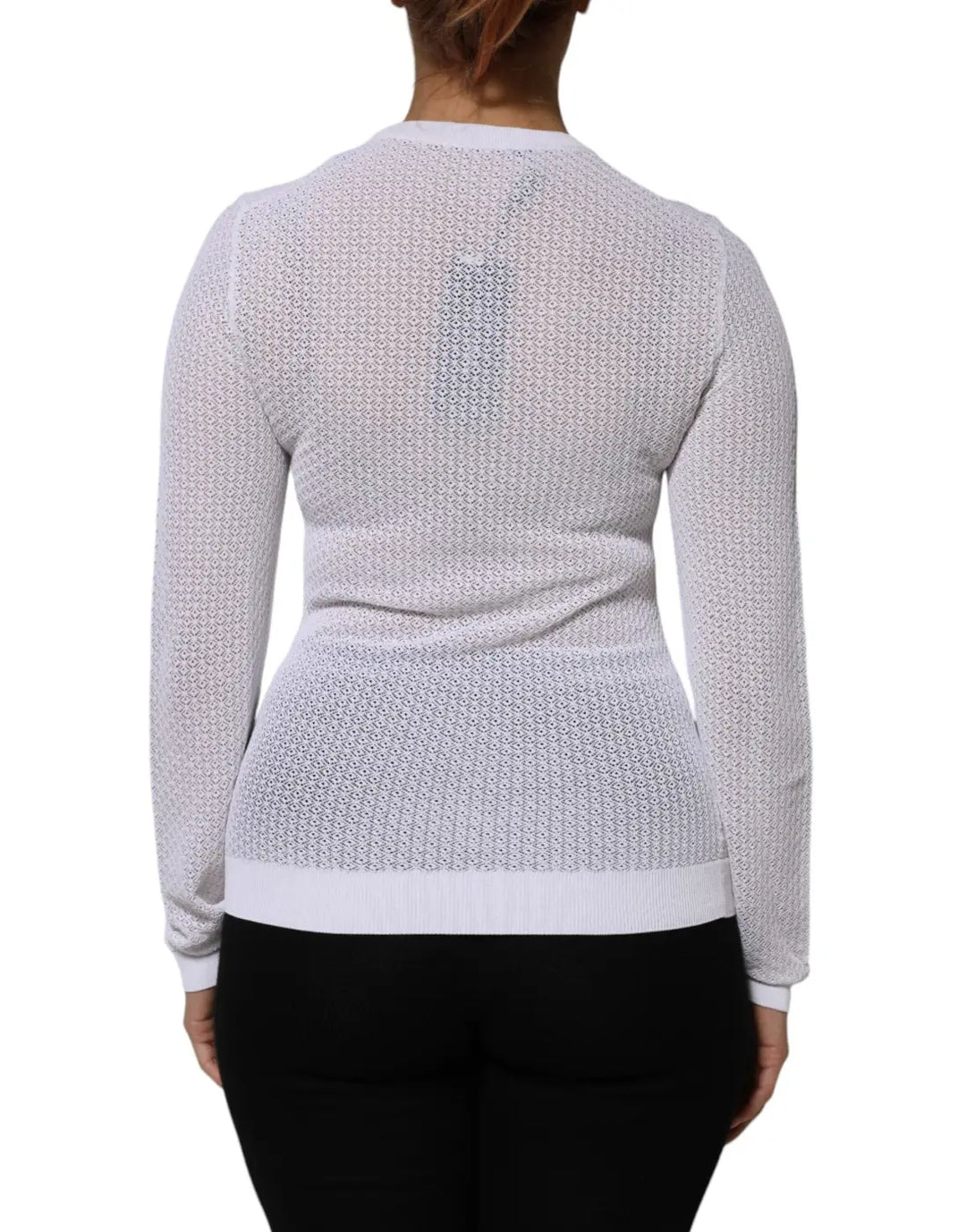 Dolce &amp; Gabbana White Round Neck Long Sleeves Pullover Top