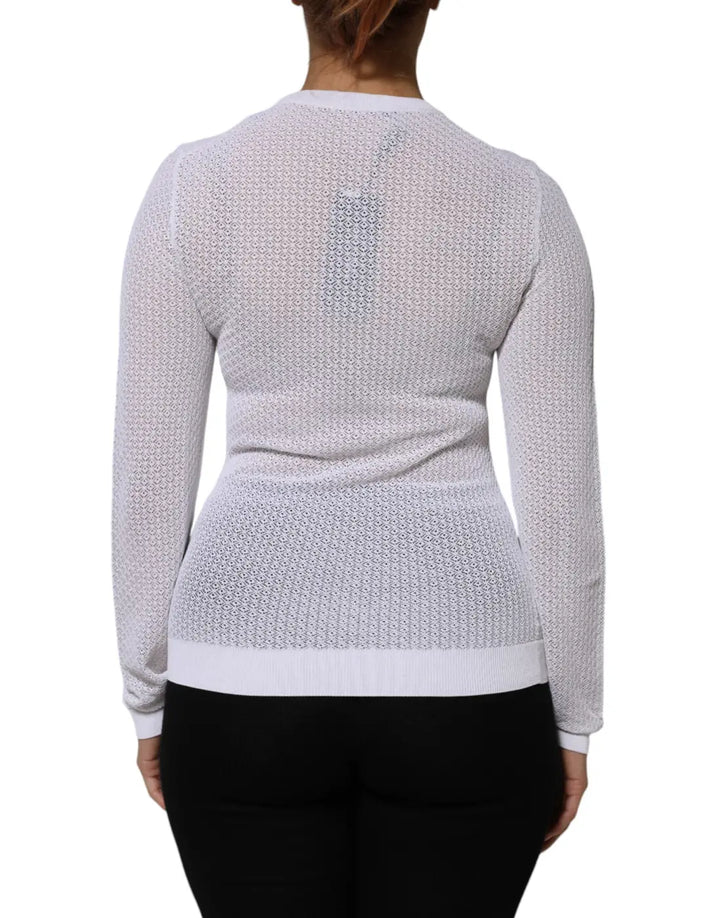 Dolce &amp; Gabbana White Round Neck Long Sleeves Pullover Top