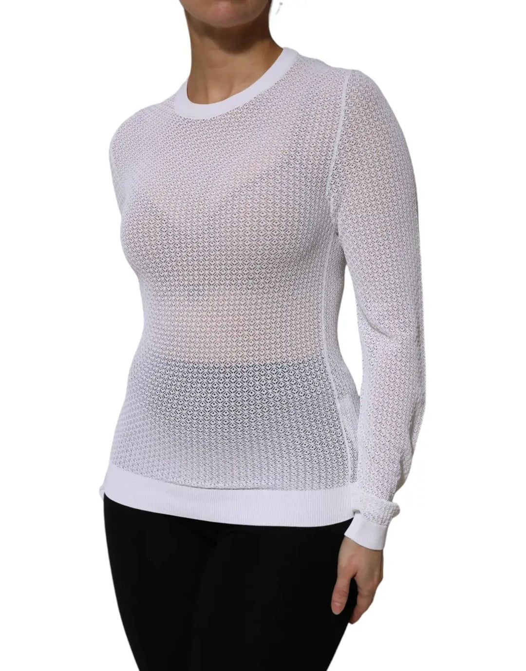 Dolce &amp; Gabbana White Round Neck Long Sleeves Pullover Top