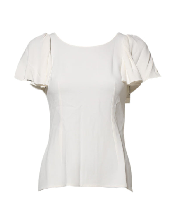 Dolce & Gabbana Blouses - Women’s White Round Neck Short Sleeves Blouse Top