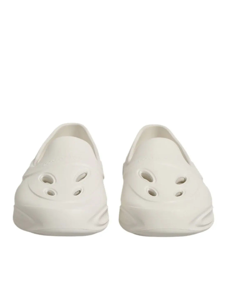 Dolce &amp; Gabbana White Rubber Slides Low Top Sneakers Shoes