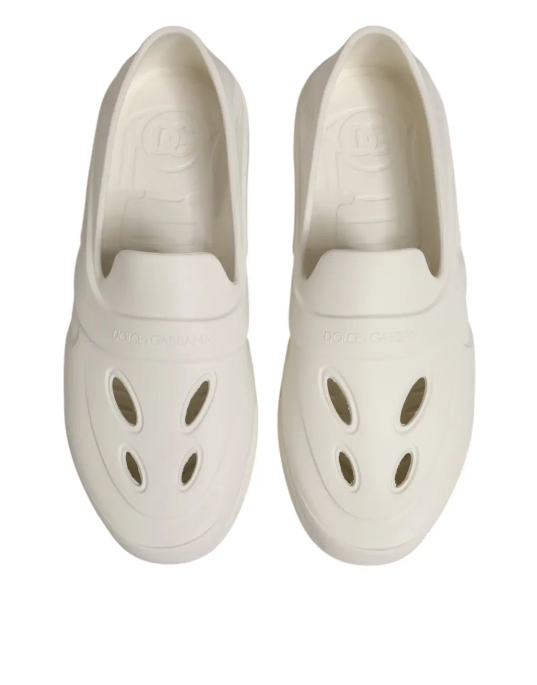 Dolce &amp; Gabbana White Rubber Slides Low Top Sneakers Shoes