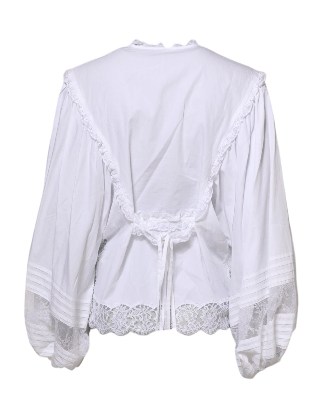 Dolce &amp; Gabbana Blouses - Women’s White Ruffled Lace Embellished Blouse Top