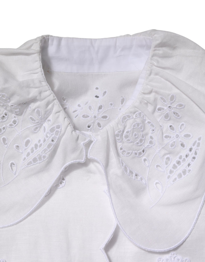 Dolce &amp; Gabbana Blouses - Women’s White Ruffled Lace Embellished Blouse Top