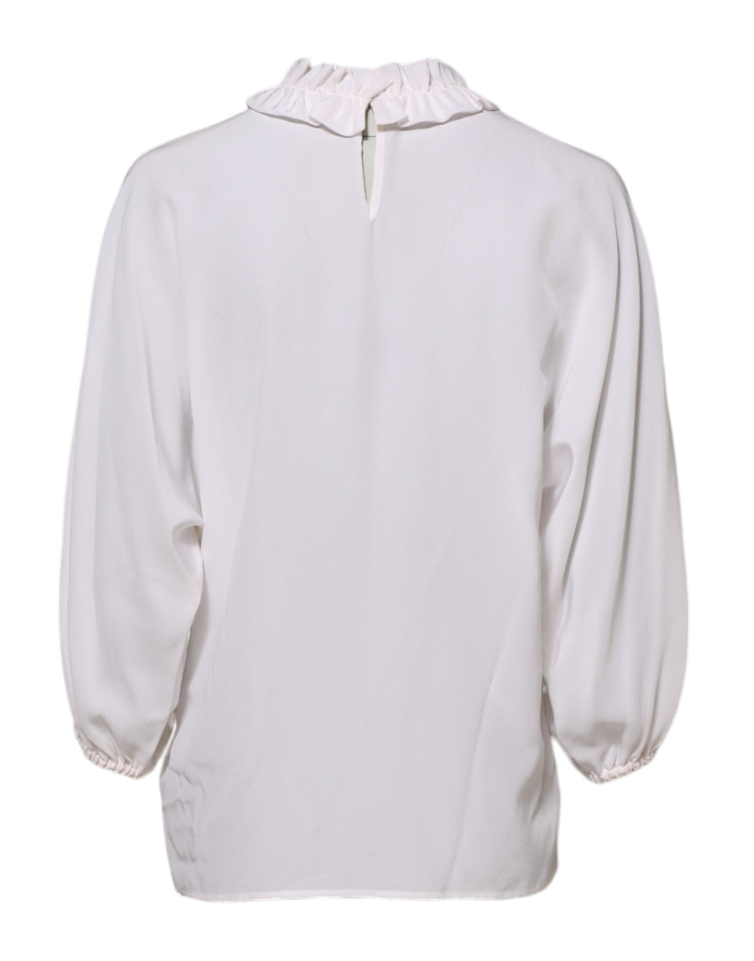 Dolce &amp; Gabbana Blouses - Women’s White Ruffled Neckline Blouse Pullover Top