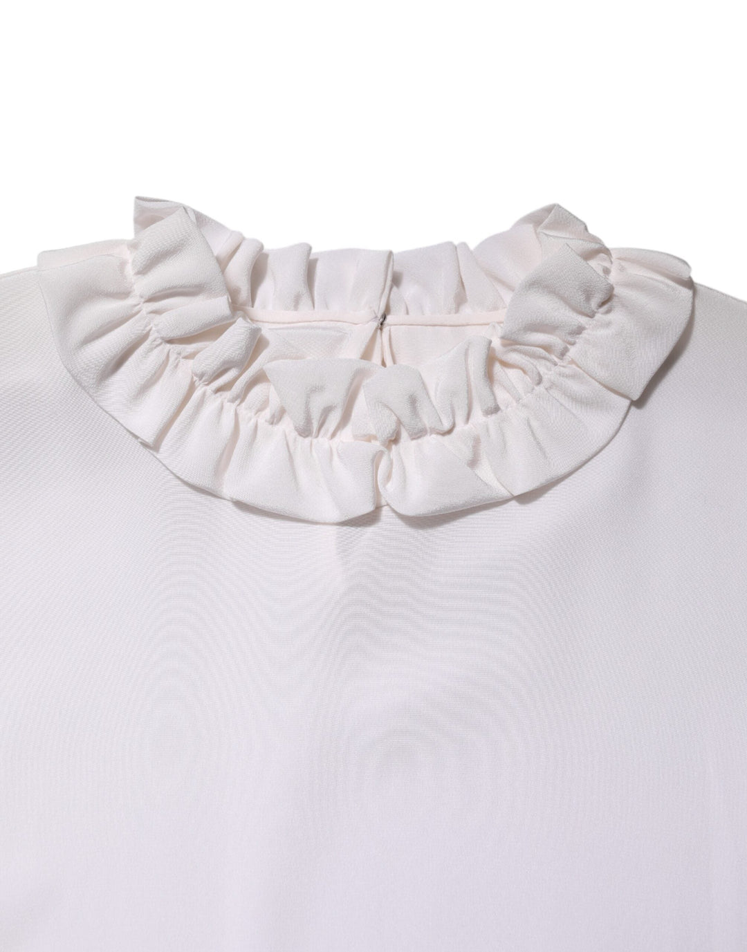 Dolce &amp; Gabbana Blouses - Women’s White Ruffled Neckline Blouse Pullover Top