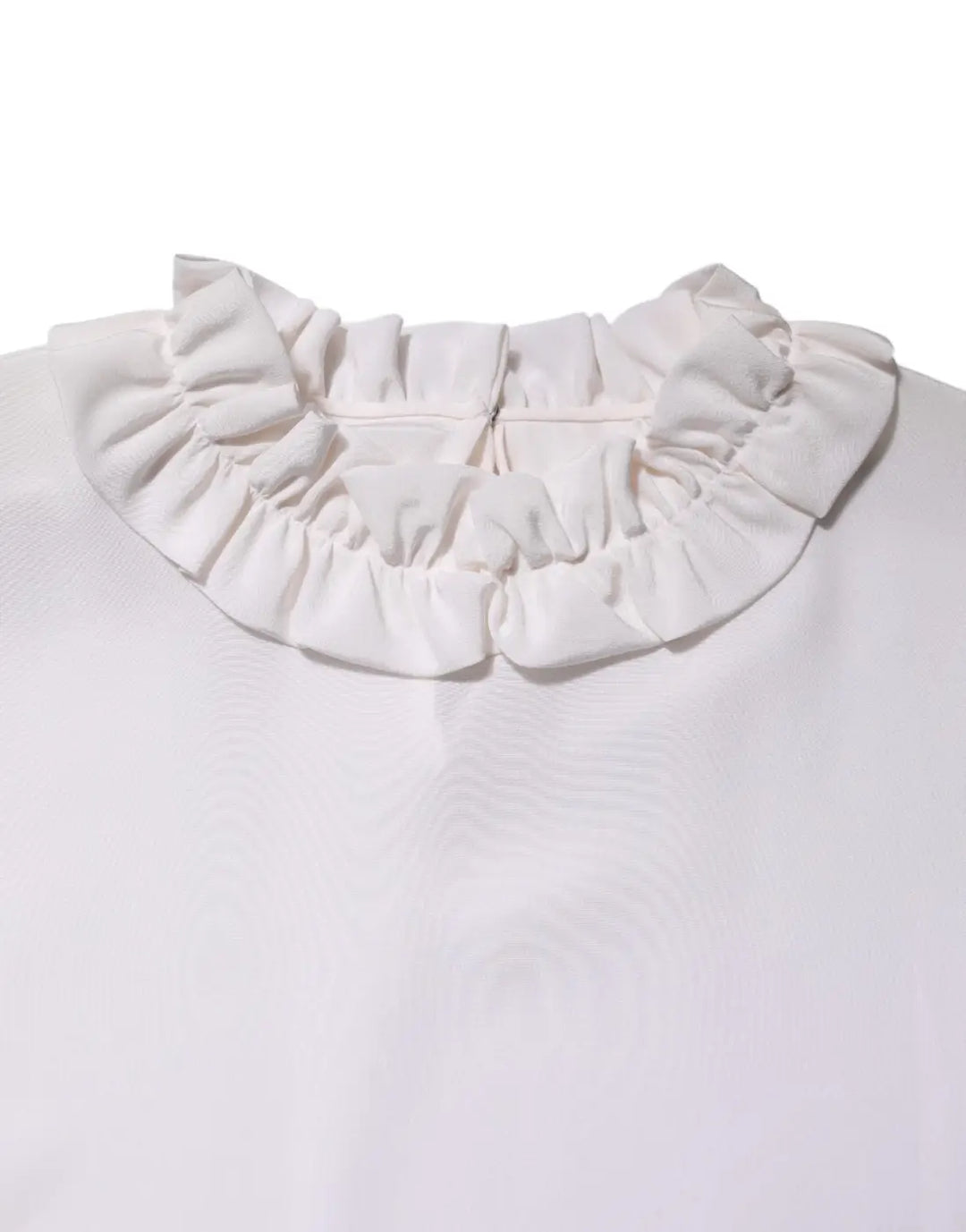 Dolce &amp; Gabbana White Ruffled Neckline Blouse Pullover Top