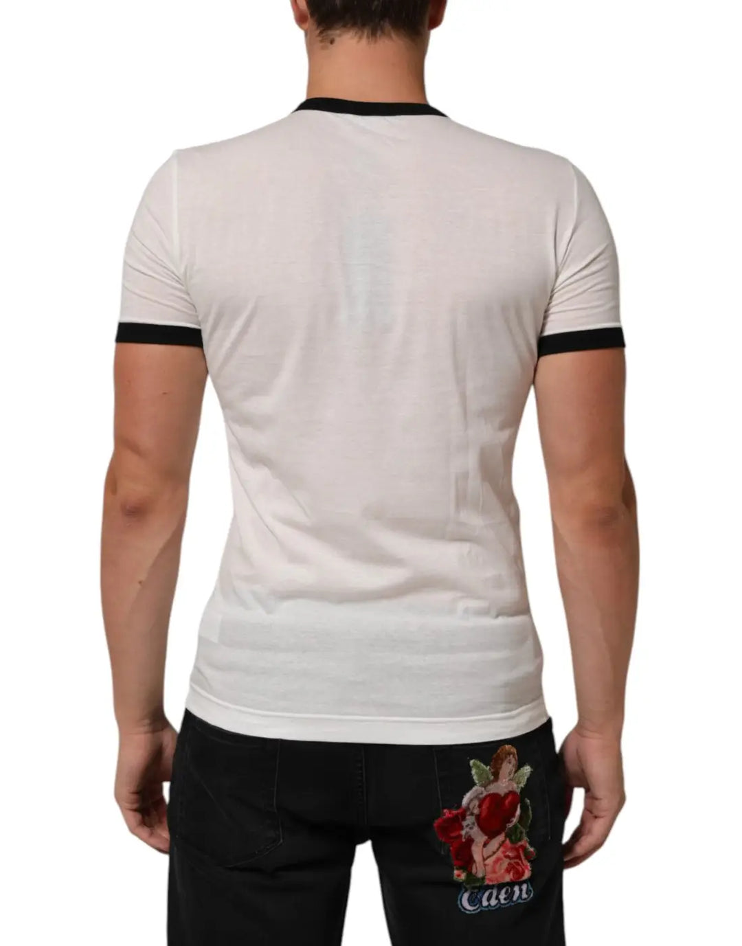 Dolce &amp; Gabbana White Sacred Heart Cotton Crew Neck T-shirt