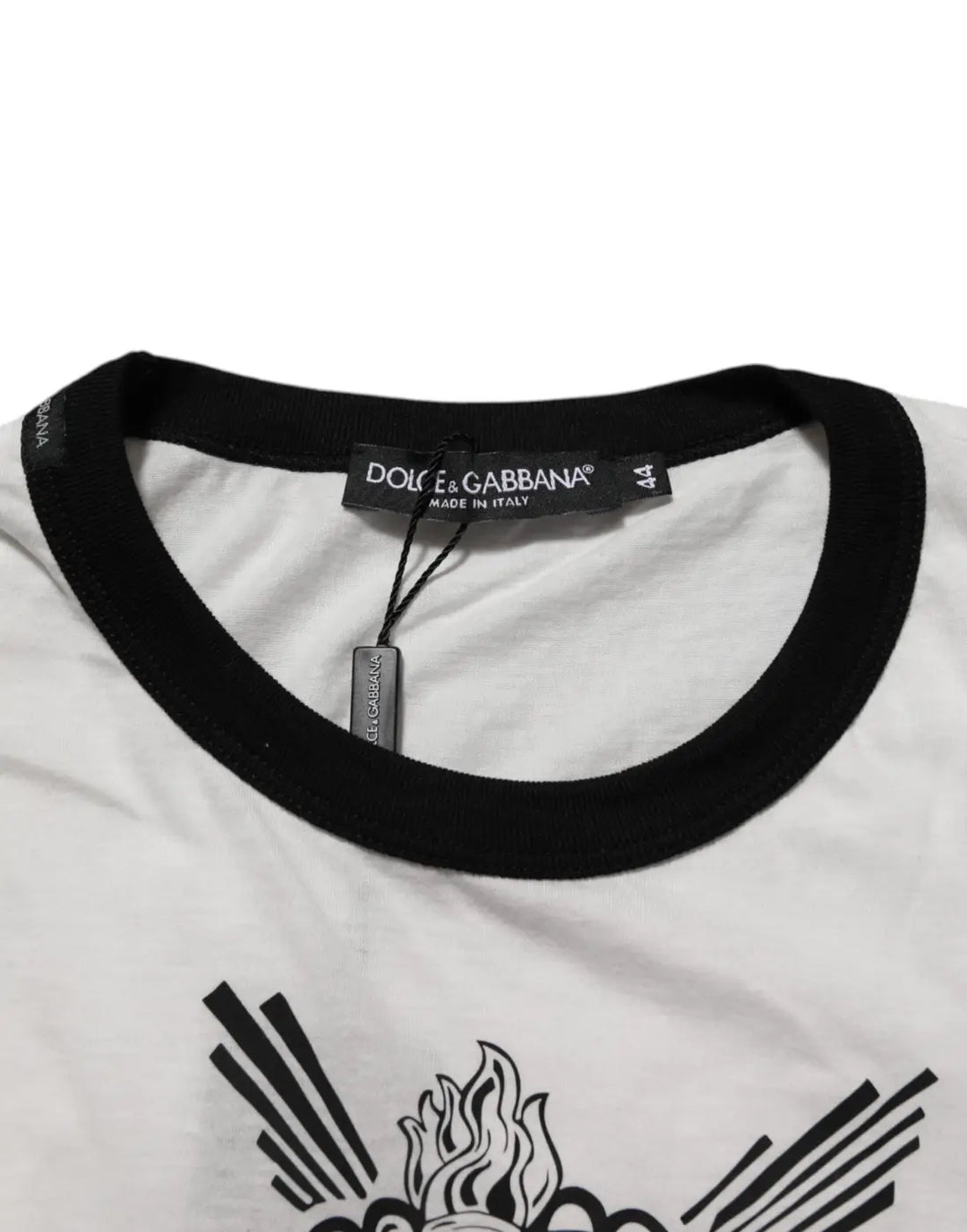 Dolce &amp; Gabbana White Sacred Heart Cotton Crew Neck T-shirt