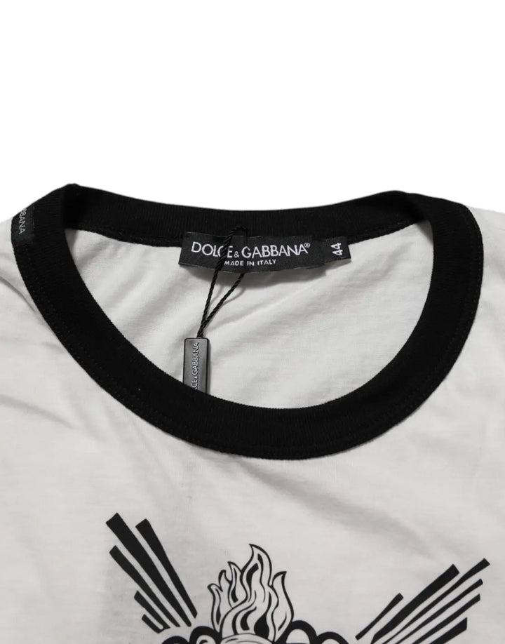 Dolce &amp; Gabbana White Sacred Heart Cotton Crew Neck T-shirt