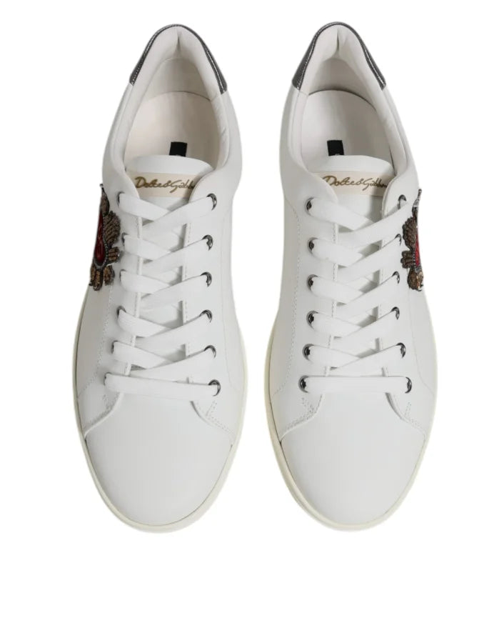 Dolce & Gabbana White Sacred Heart Men Low Top Sneakers Shoes
