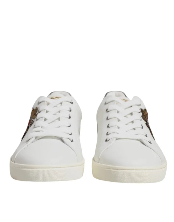 Dolce & Gabbana White Sacred Heart Men Low Top Sneakers Shoes