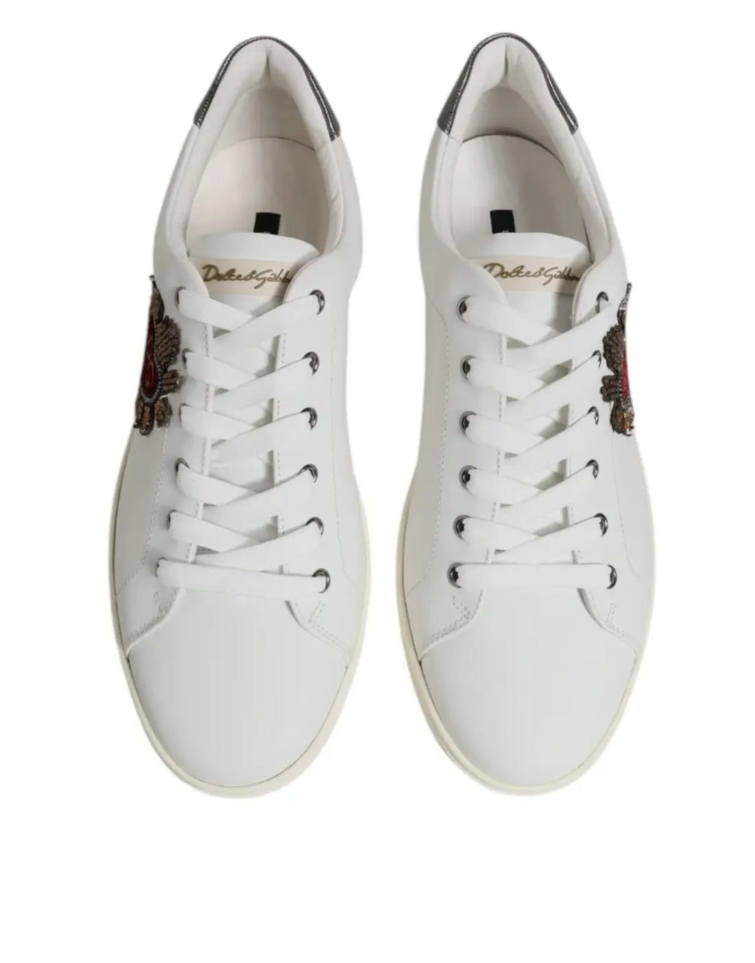 Dolce &amp; Gabbana White Sacred Heart Men Low Top Sneakers Shoes