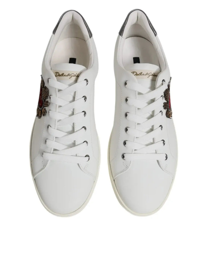 Dolce &amp; Gabbana White Sacred Heart Men Low Top Sneakers Shoes