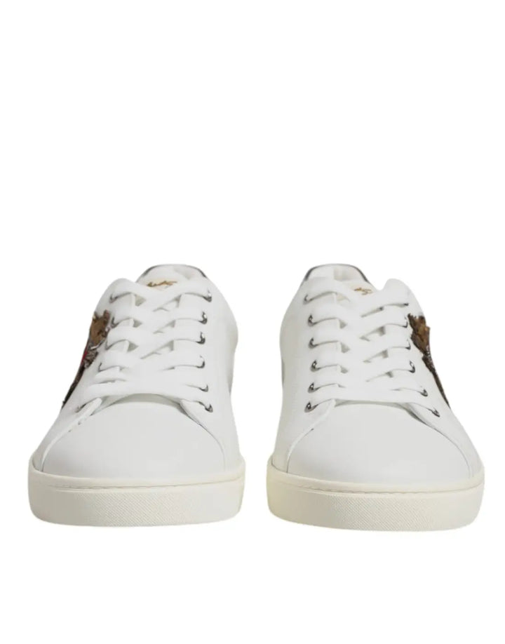 Dolce &amp; Gabbana White Sacred Heart Men Low Top Sneakers Shoes