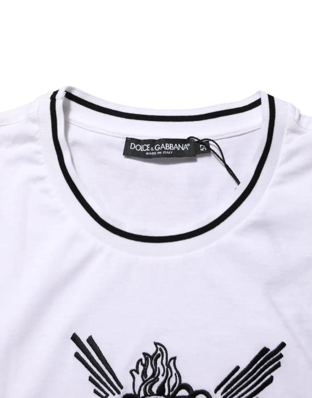 Dolce &amp; Gabbana White Sacred Heart Short Sleeve Men T-shirt