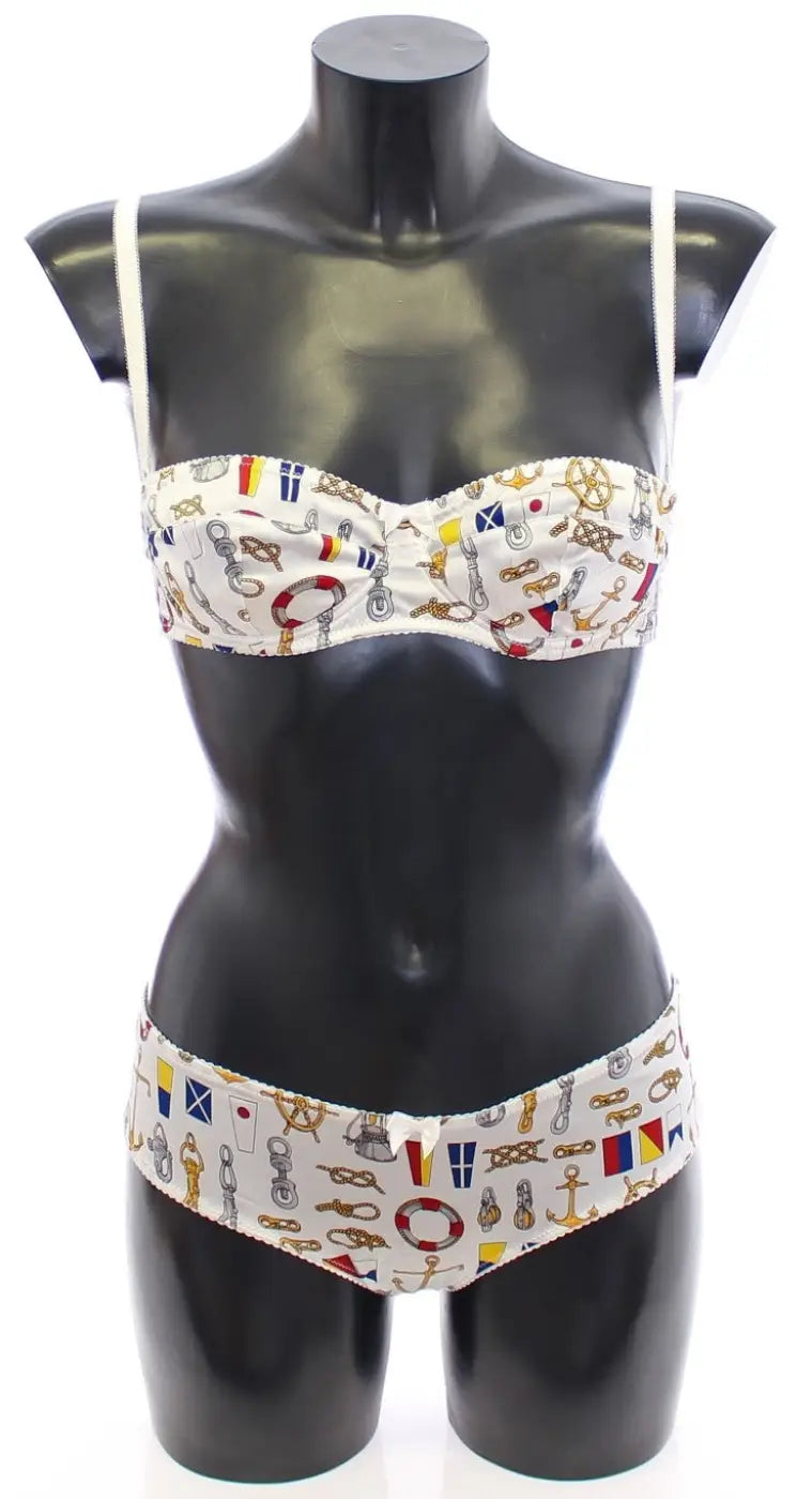 Dolce &amp; Gabbana White Sailor Bra Panty Stretch Underwear
