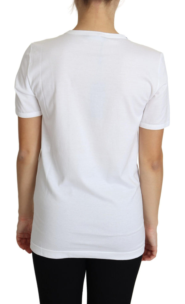 Dolce & Gabbana T-Shirts - White San Valentino Heart Crystals T-shirt Top