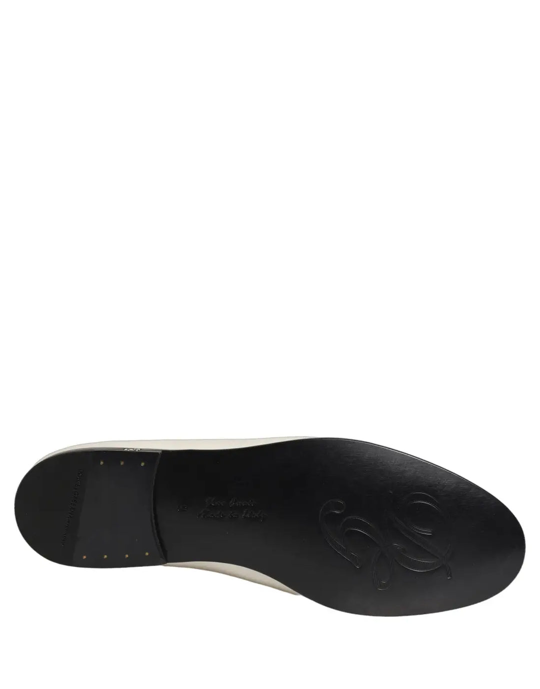 Dolce &amp; Gabbana White Satin Logo Slip On Flats Loafers Shoes