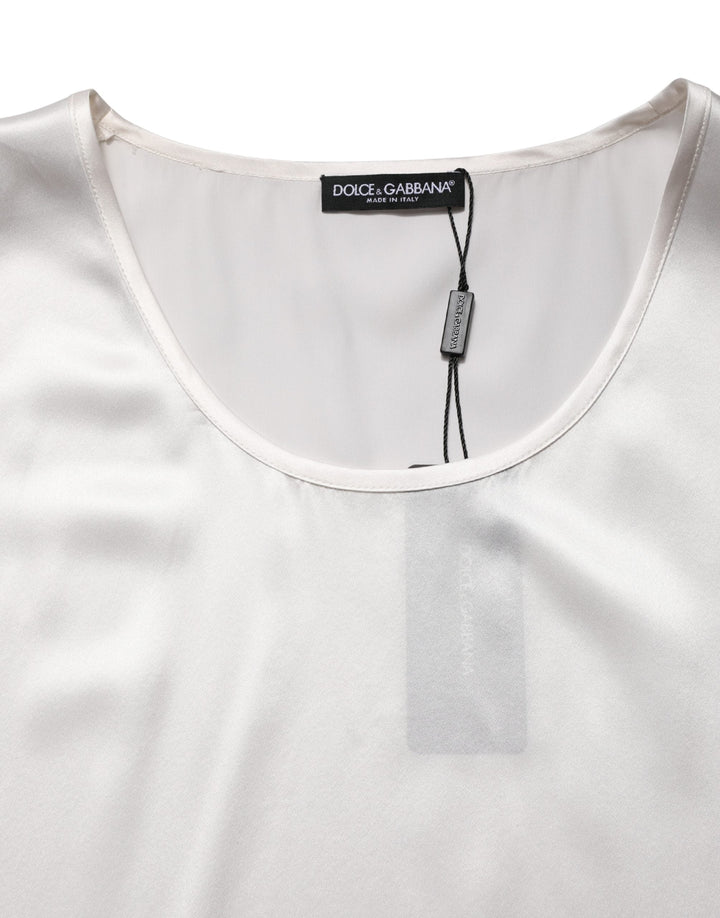 Dolce &amp; Gabbana White Satin Polyester Sleevelesstank T-shirt