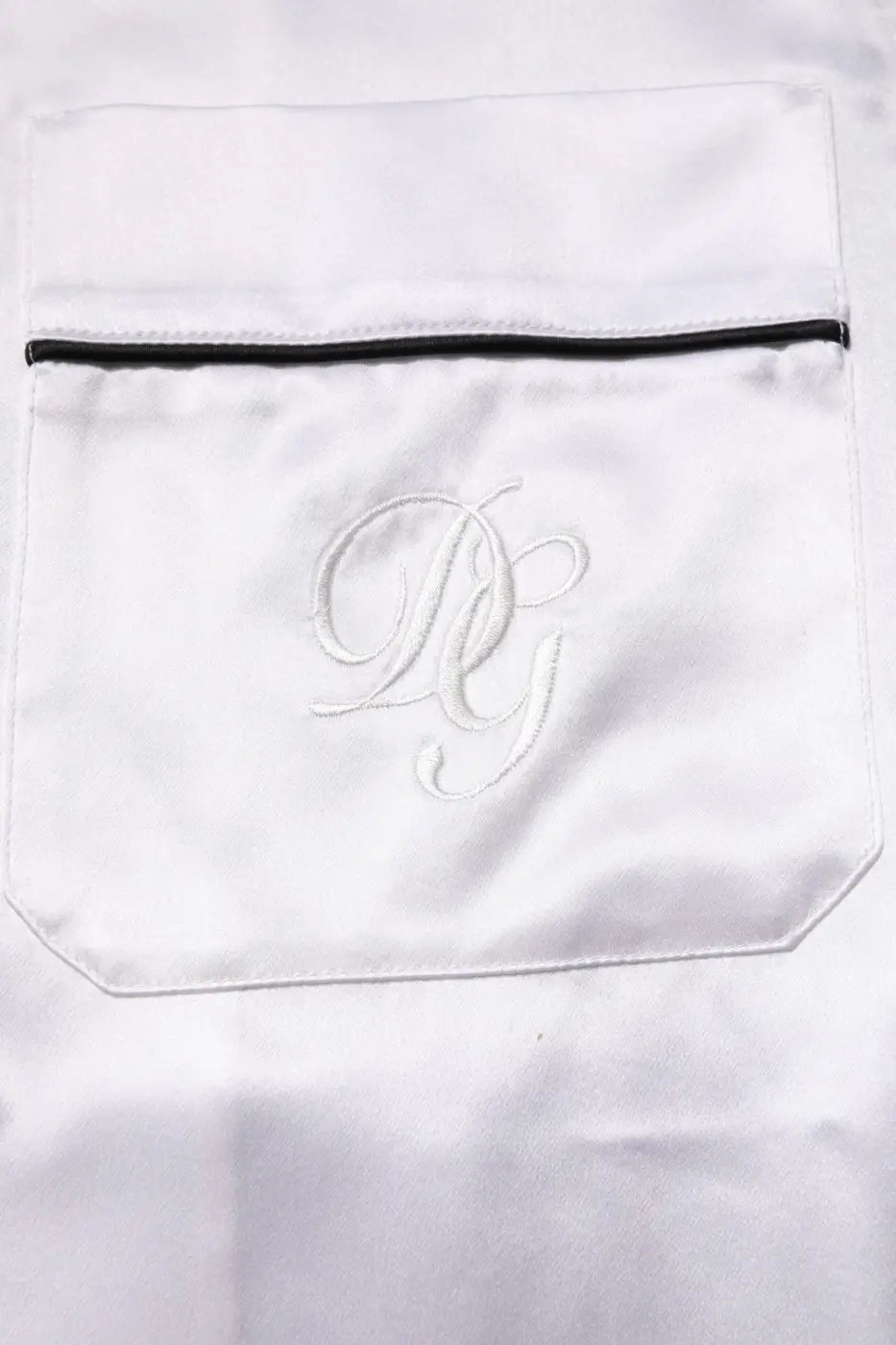 Dolce &amp; Gabbana White Satin Silk Men Pajama Set Sleepwear