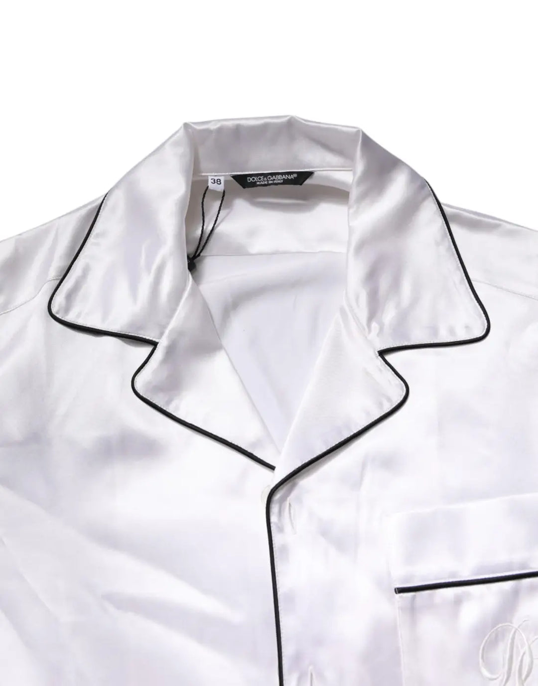Dolce &amp; Gabbana White Satin Silk Men Pajama Set Sleepwear