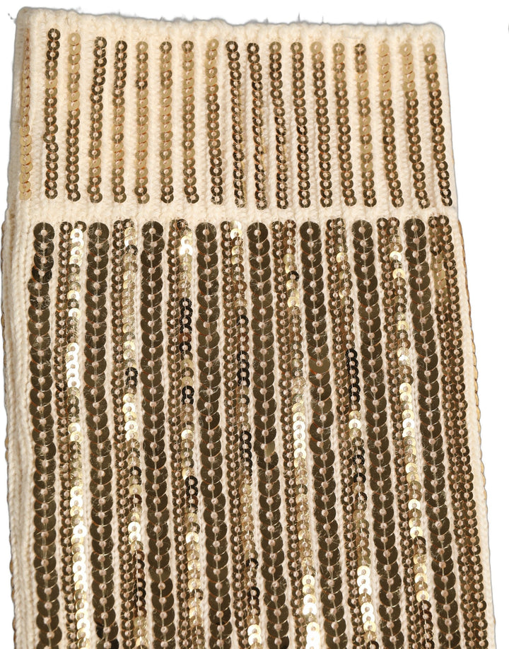 Dolce &amp; Gabbana off White Sequin Cotton Mid Calf Accessory Socks