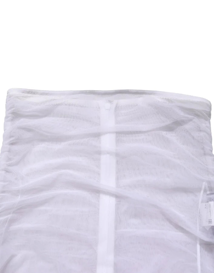 Dolce &amp; Gabbana White Sheer Nylon Stretch Sheath Maxi Dress