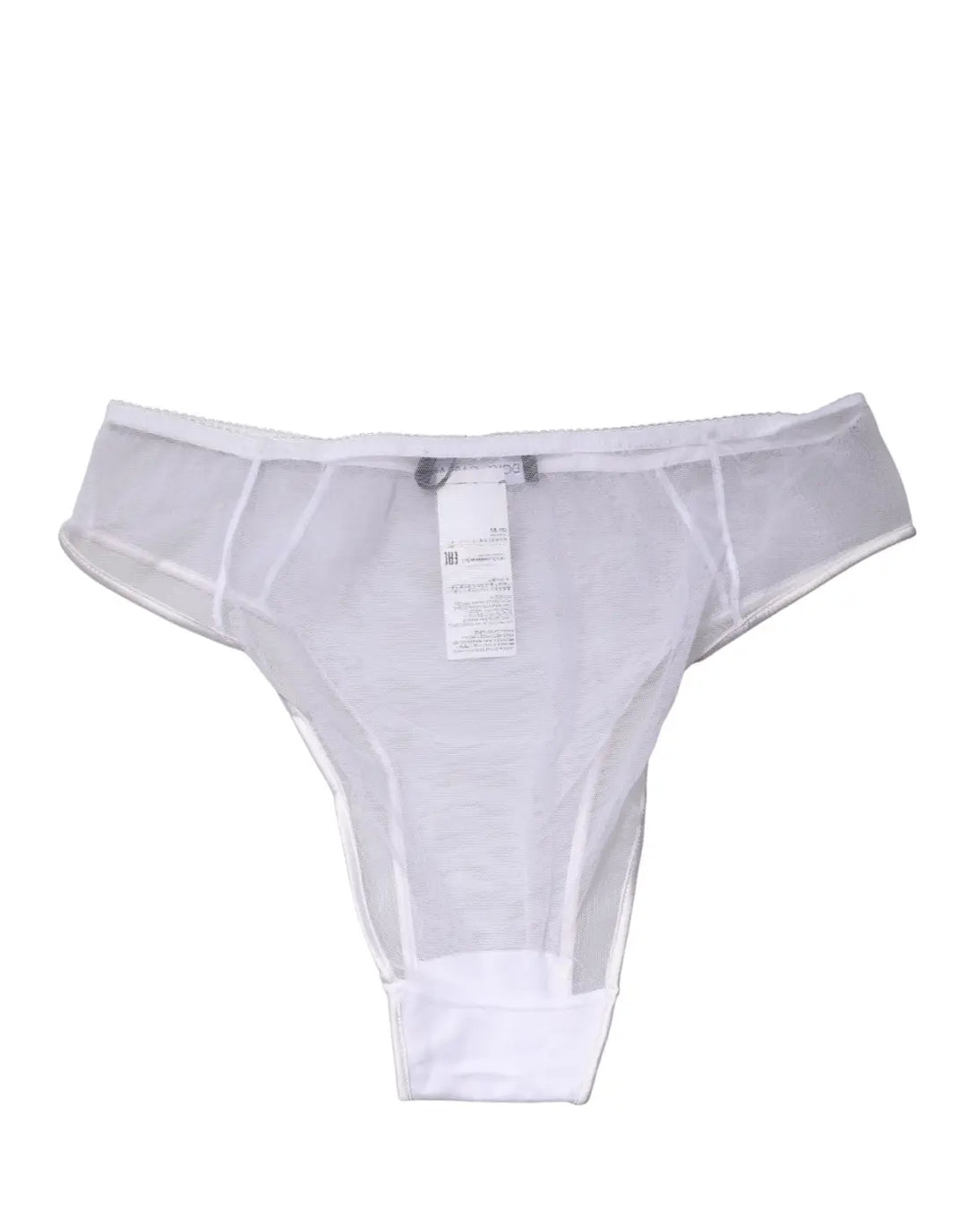 Dolce &amp; Gabbana White Sheer Silk Stretch High Brief Underwear