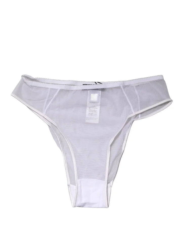 Dolce &amp; Gabbana White Sheer Silk Stretch High Brief Underwear