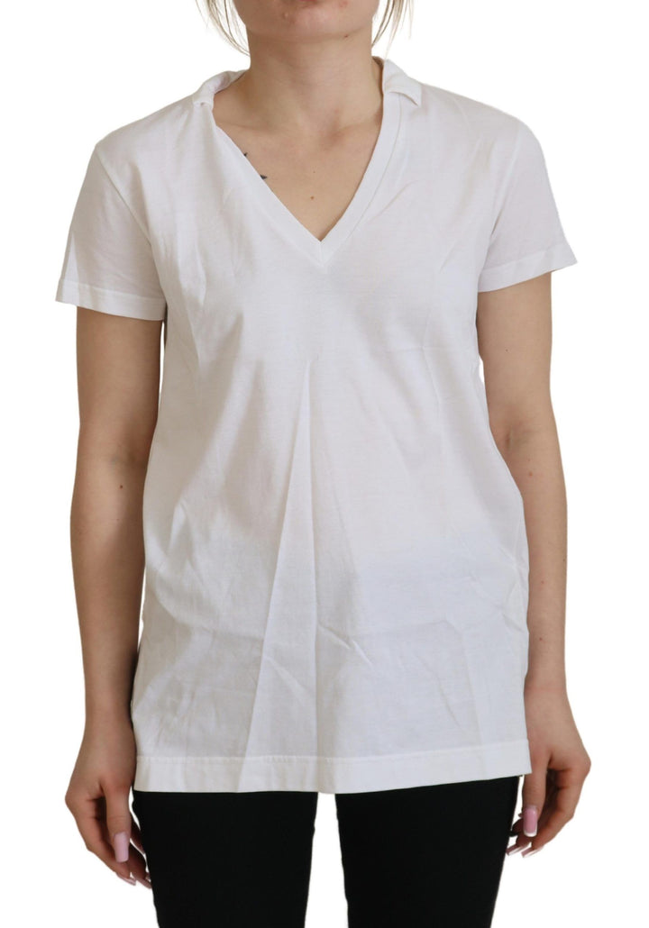 Dolce &amp; Gabbana - White Short Sleeve V-neck Cotton Top Blouse T-shirt