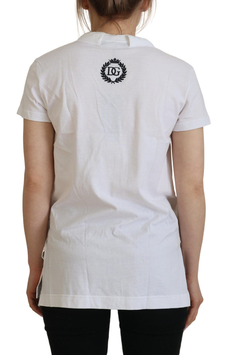 Dolce &amp; Gabbana - White Short Sleeve V-neck Cotton Top Blouse T-shirt