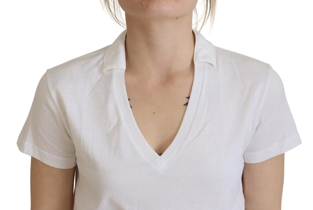 Dolce &amp; Gabbana - White Short Sleeve V-neck Cotton Top Blouse T-shirt