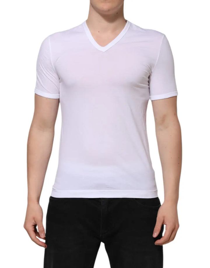 Dolce &amp; Gabbana White Short Sleeves V-neck Underwear T-shirt