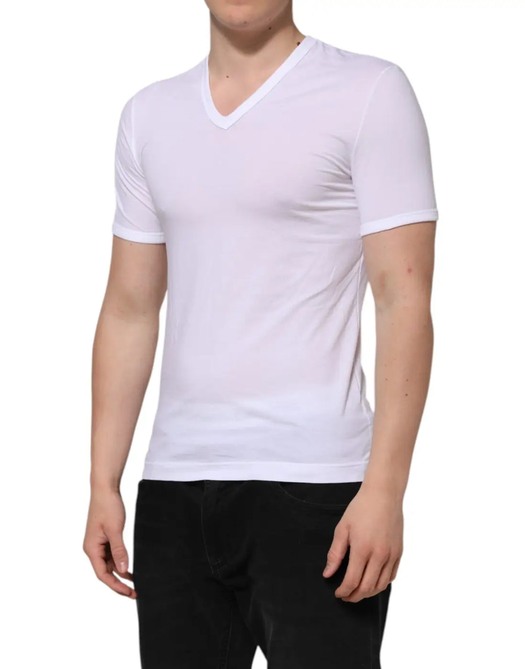 Dolce &amp; Gabbana White Short Sleeves V-neck Underwear T-shirt