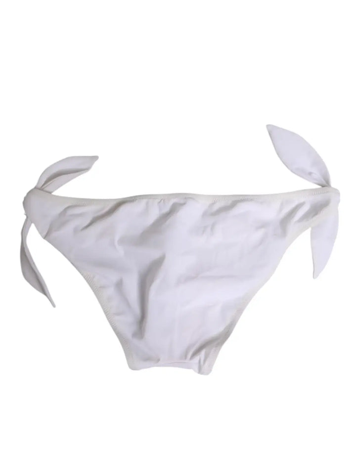 Dolce &amp; Gabbana White Side Tie Logo Bikini Bottom Underwear
